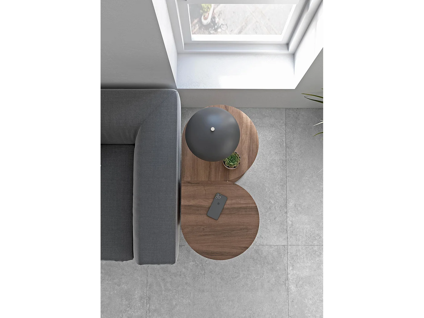 Table d'appoint/guéridon - H62cm x L46cm x P55cm noyer -Trébol