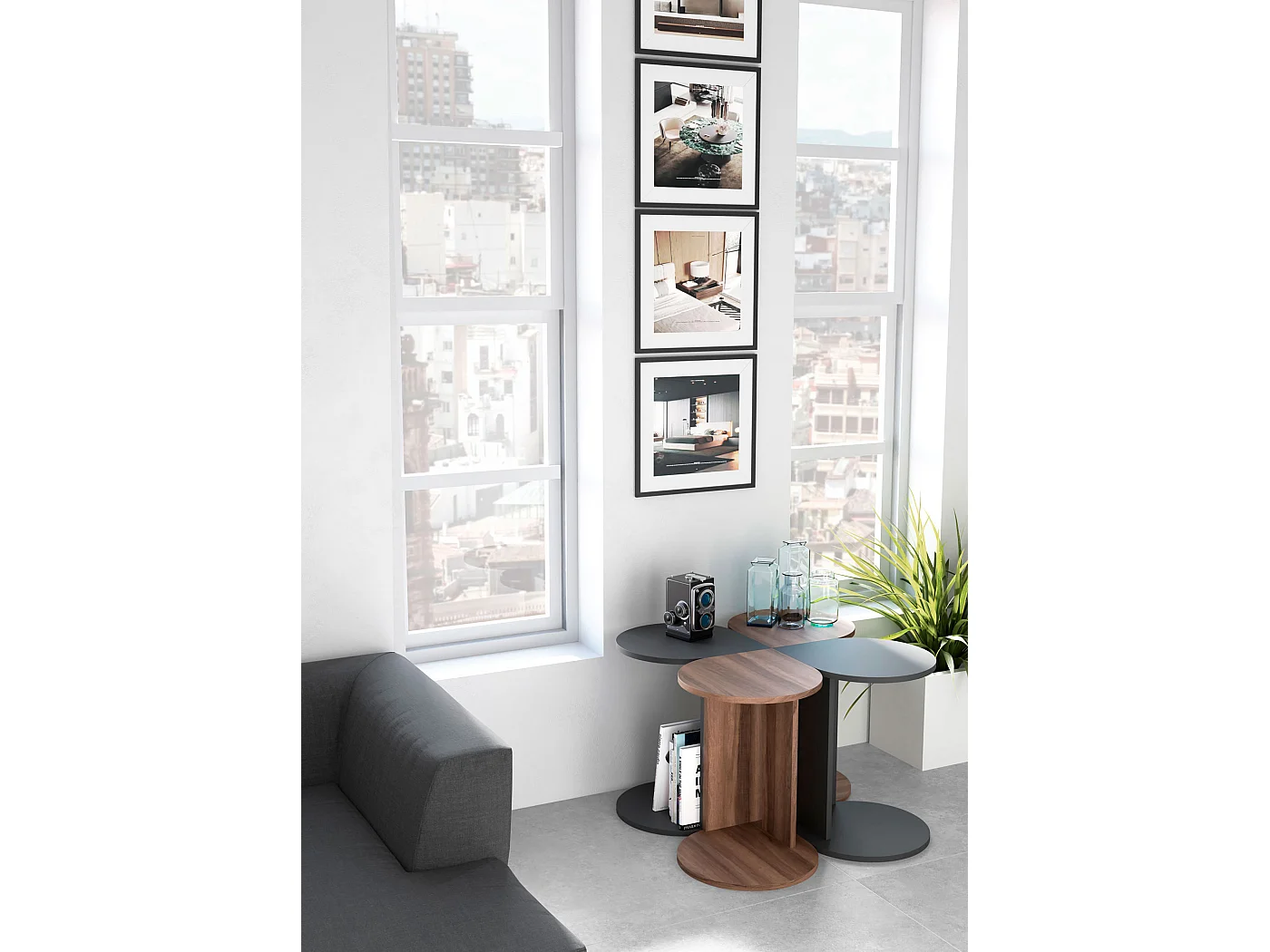 Table d'appoint/guéridon - H62cm x L46cm x P55cm noyer -Trébol