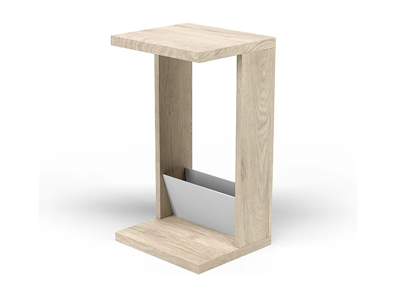 Mesa de apoio - A70cm x L40cm x P35cm carvalho claro e branco -Trébol