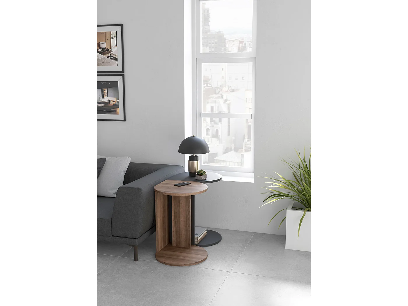 Mesa auxiliar - A62cm x L46cm x P55cm gris grafito -Trébol