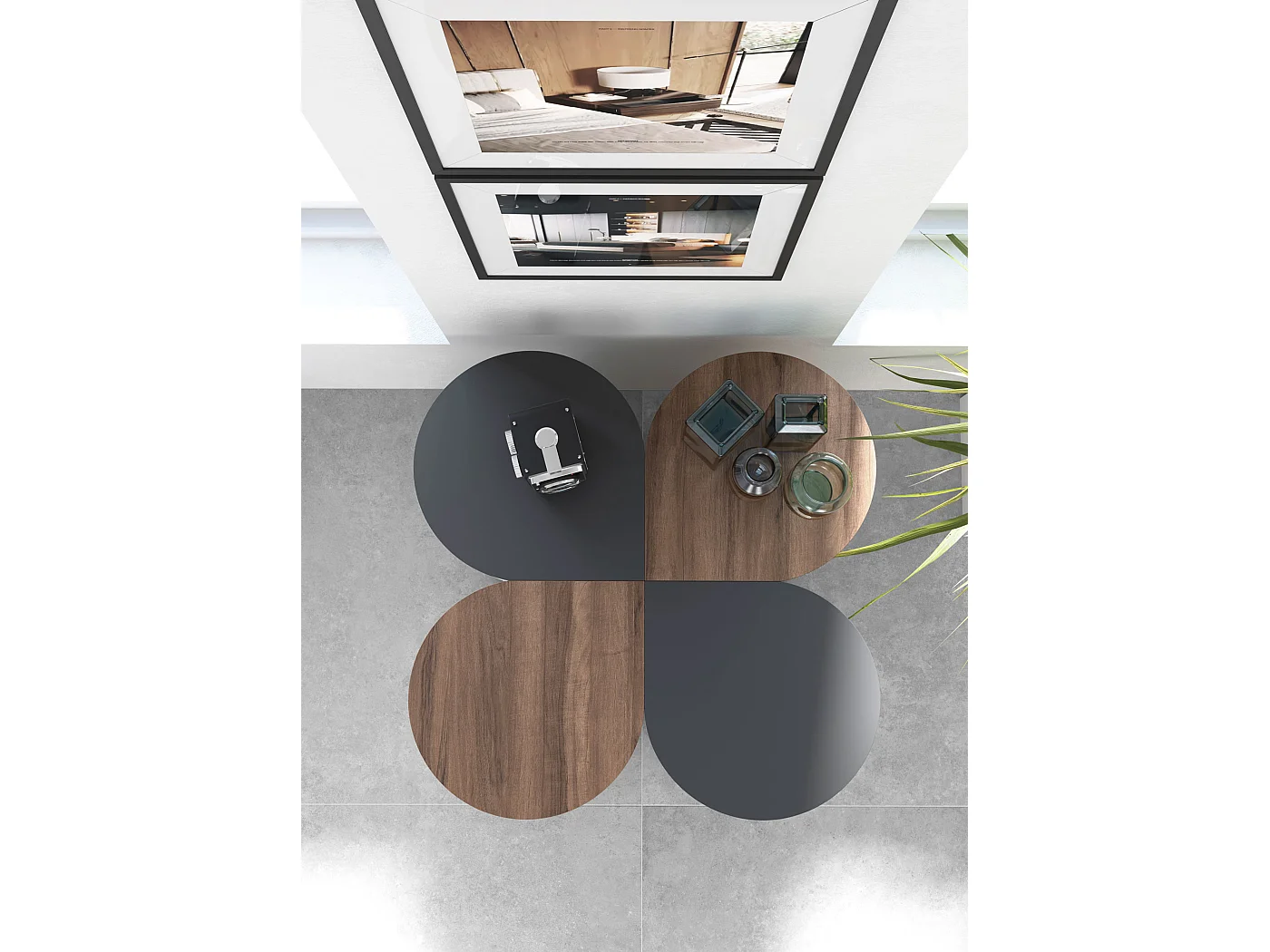 Mesa auxiliar - A62cm x L46cm x P55cm gris grafito -Trébol