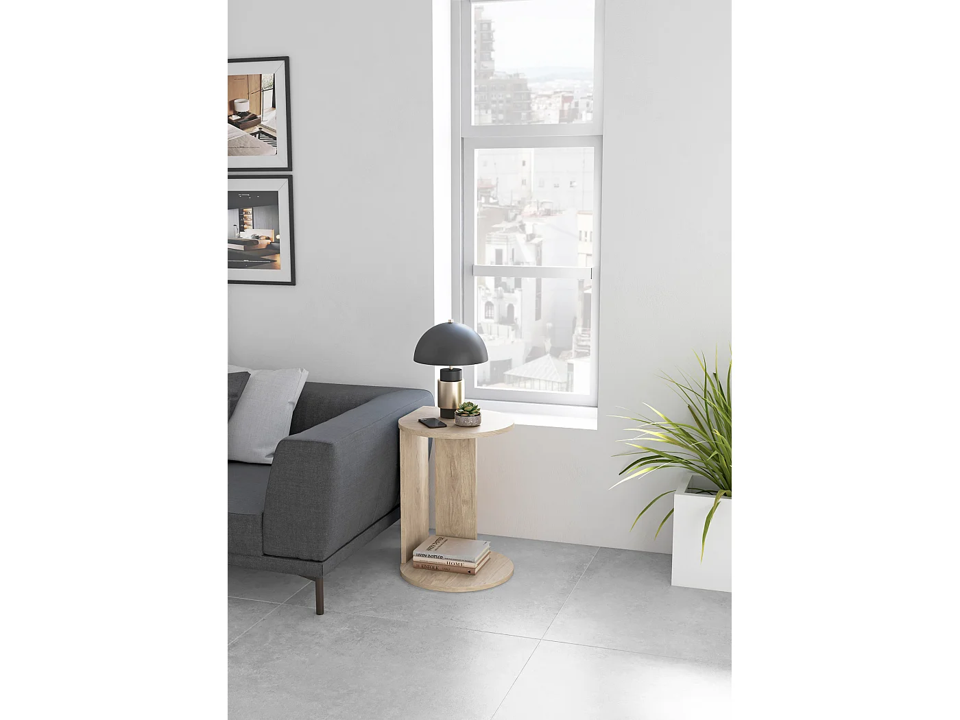 Mesa auxiliar - A62cm x L46cm x P55cm roble claro -Trébol