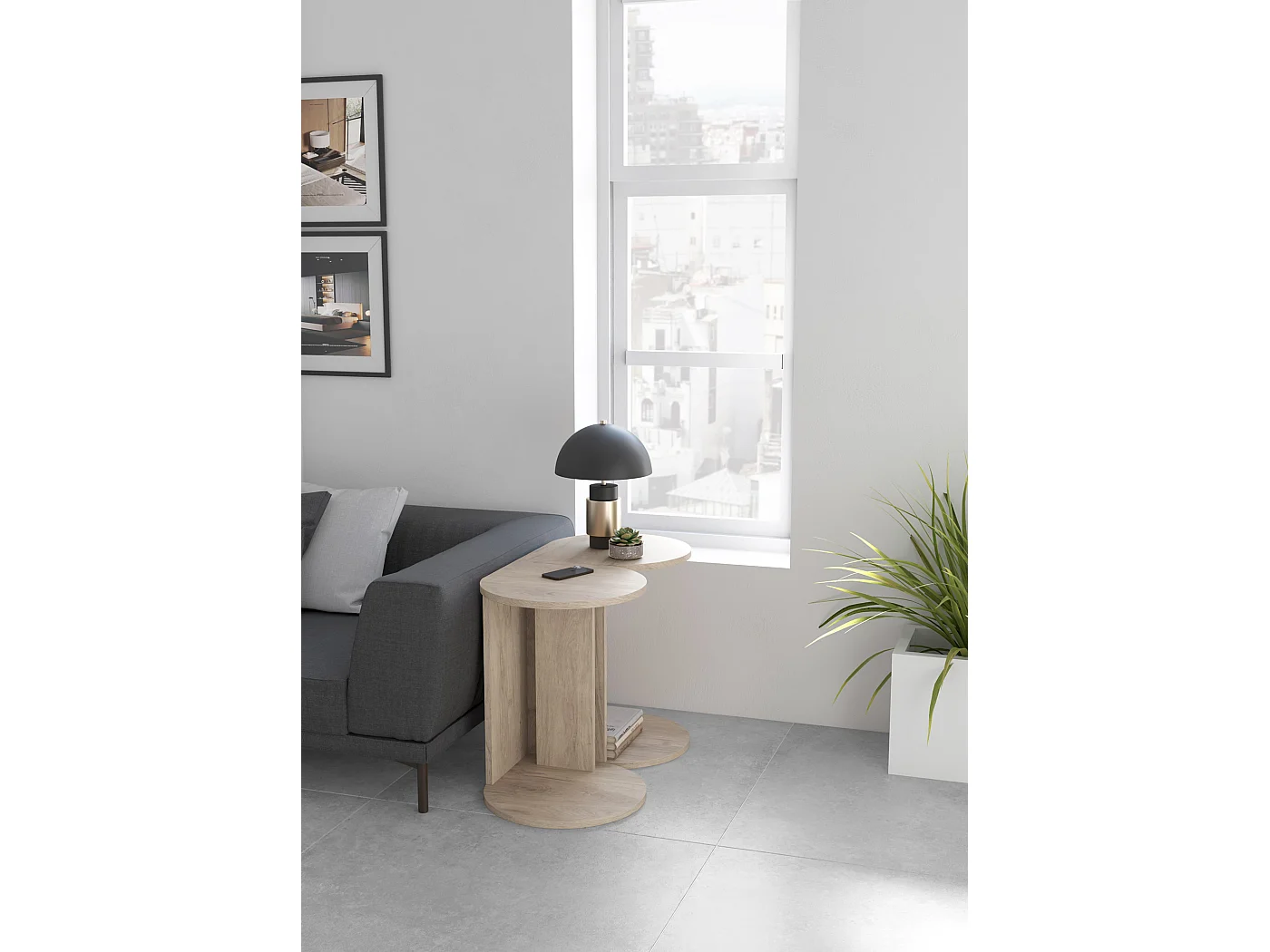 Mesa auxiliar - A62cm x L46cm x P55cm roble claro -Trébol