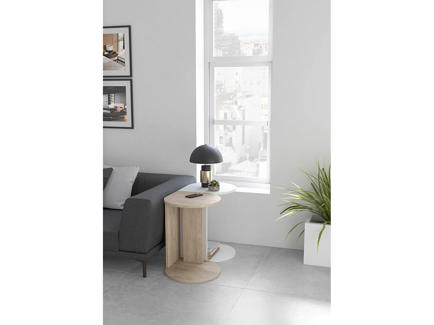 Mesa auxiliar - A62cm x L46cm x P55cm roble claro -Trébol