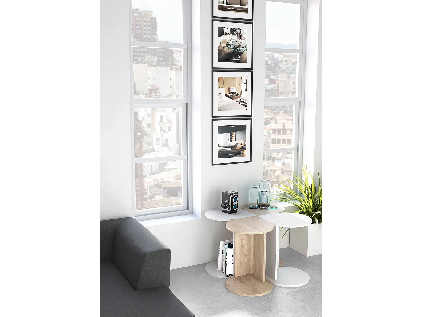 Mesa auxiliar - A62cm x L46cm x P55cm roble claro -Trébol