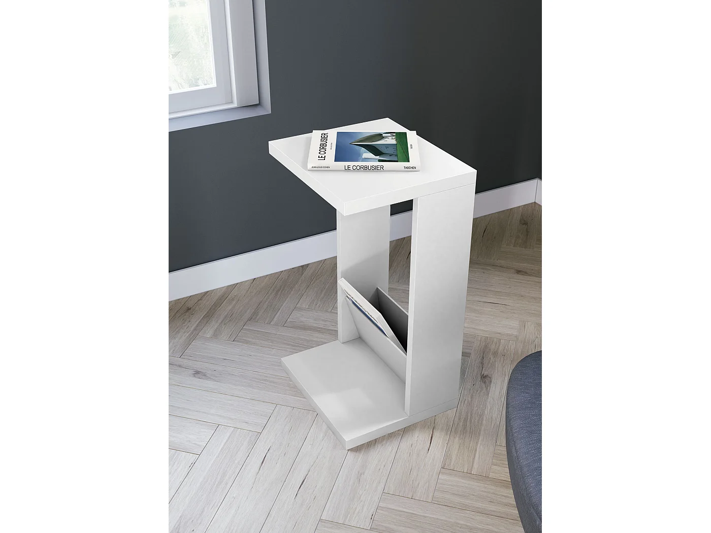 Mesa auxiliar - A70cm x L40cm x P35cm blanco -Trébol