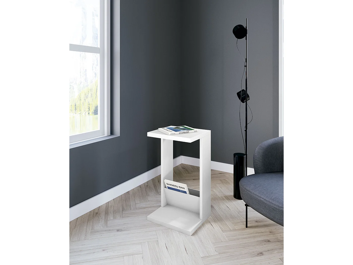 Mesa auxiliar - A70cm x L40cm x P35cm blanco -Trébol