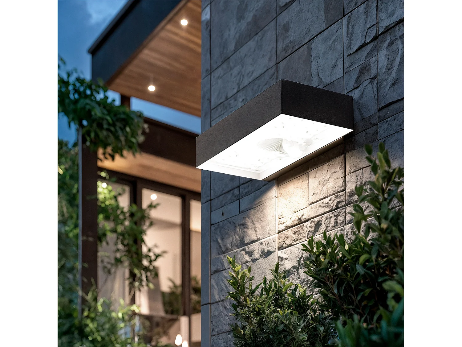 Aplique de Pared Exterior LED 6W con Sensor de Movimiento PIR Karl Solar Negro 4000K Blanco Neutro