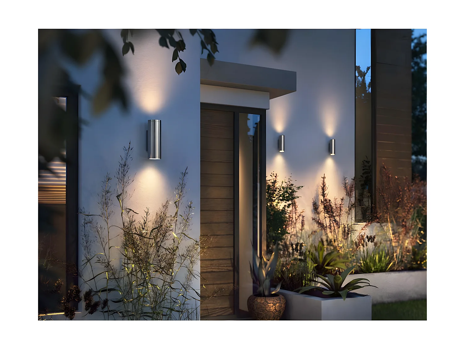 Aplique de Pared Exterior LED White Color 2x8W Hue Appear Plata