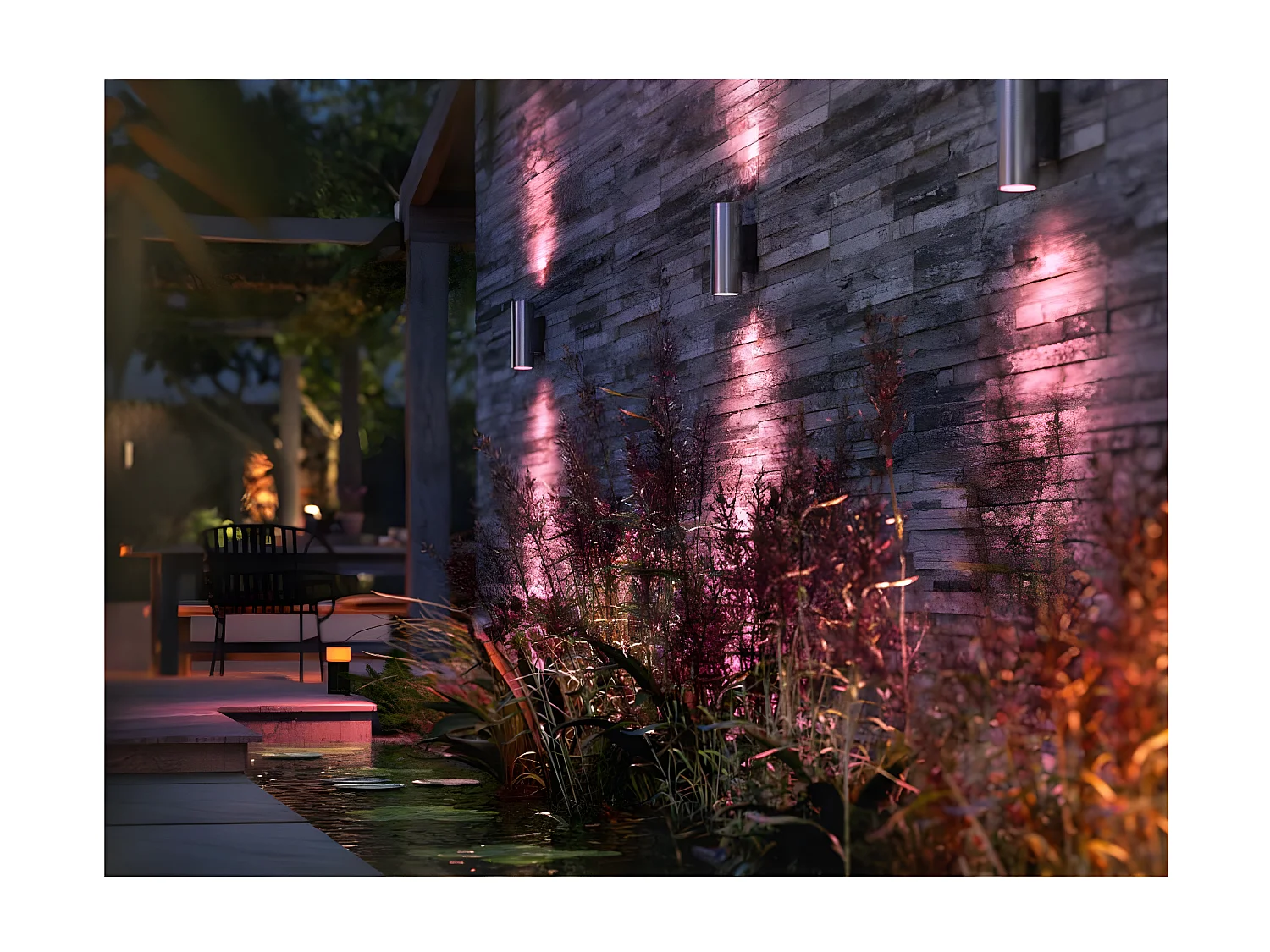 Aplique de Pared Exterior LED White Color 2x8W Hue Appear Plata