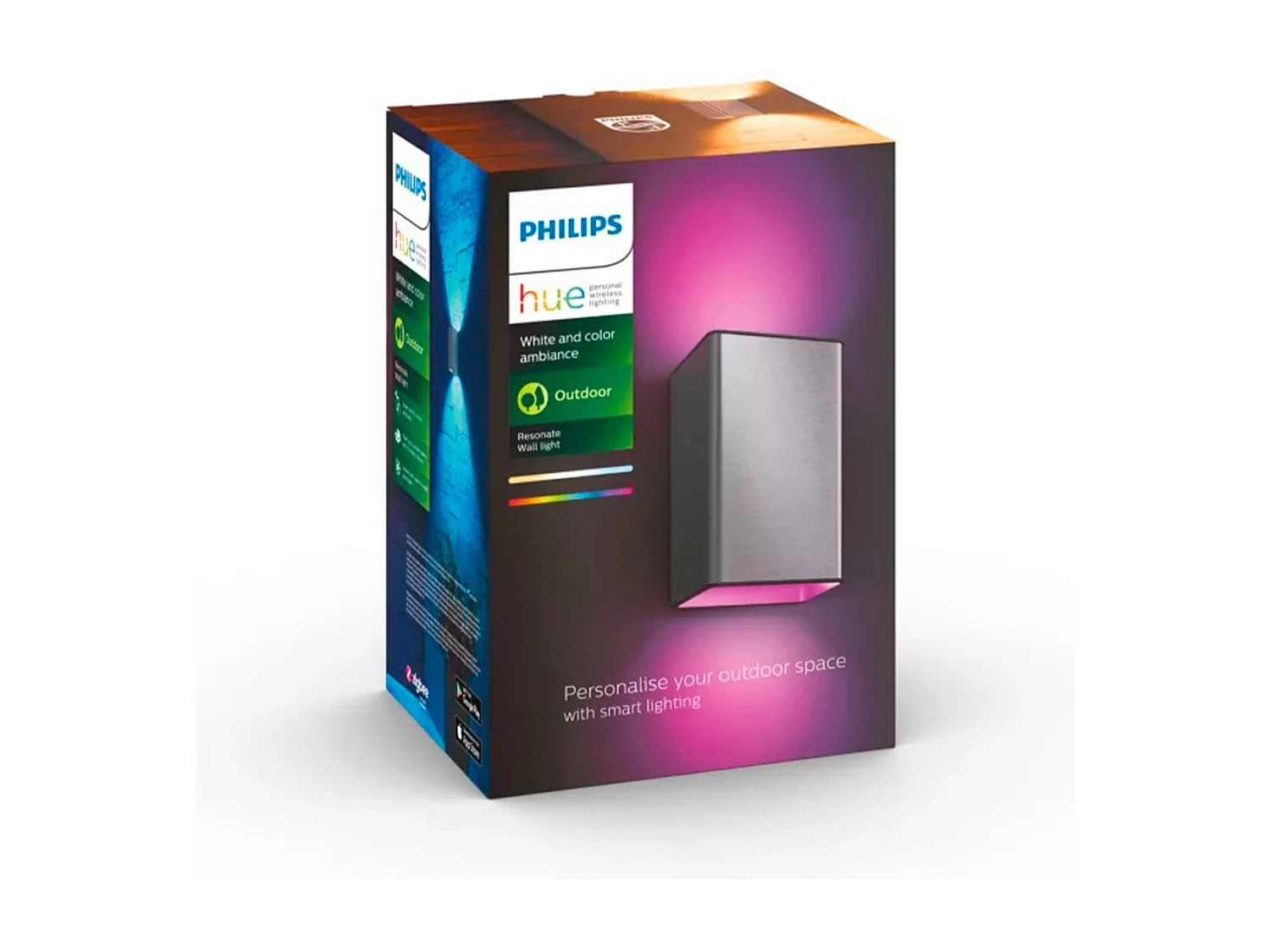 Applique Murale LED Extérieure White Color Resonate Inox 2x8W  Hue  RGBW