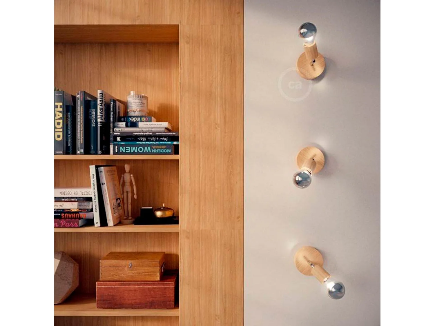 Applique Fermaluce Wood 90º APL201FB10TBS1CR CREATIVE-CABLES Naturale