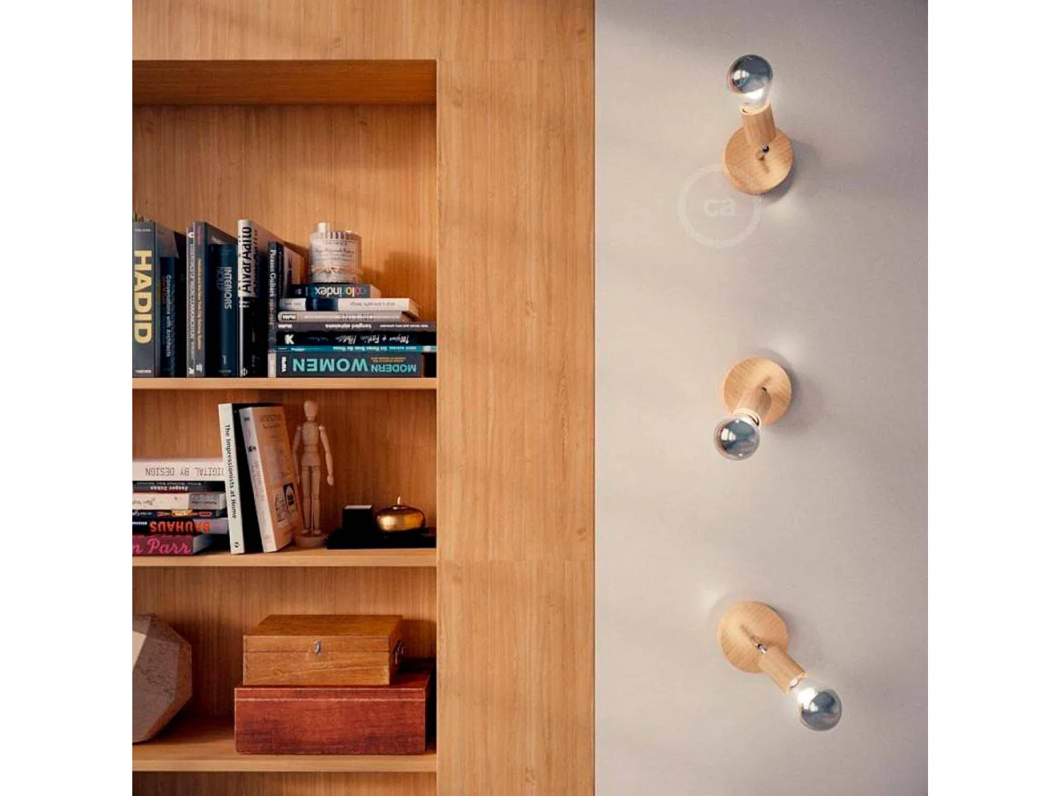 Applique Fermaluce Wood 90º APL201FB10TBS1CR CREATIVE-CABLES Naturale