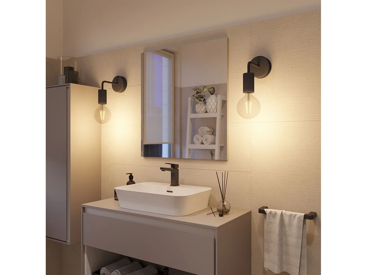 Applique da Bagno IP65 Fermaluce EIVA Elegant APE2NE CREATIVE-CABLES Nero