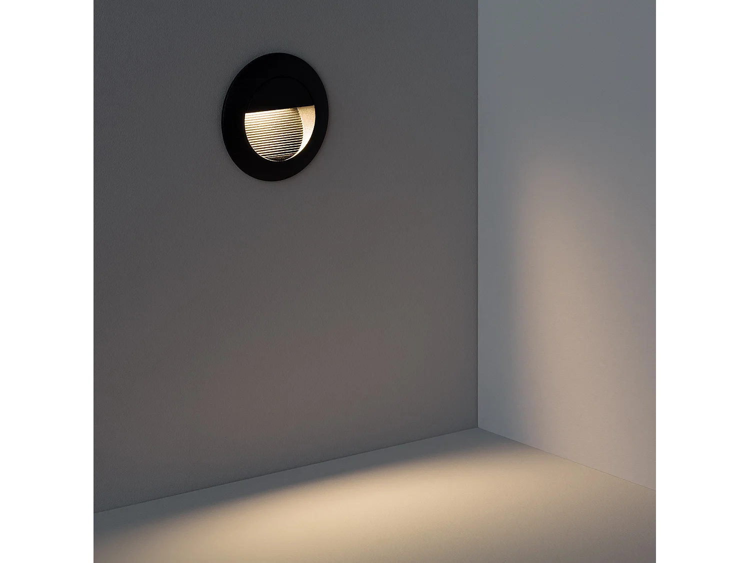 Balise LED Extérieure 3W Encastrable au Mur Ronde Olite Noire 2700K Blanc chaud