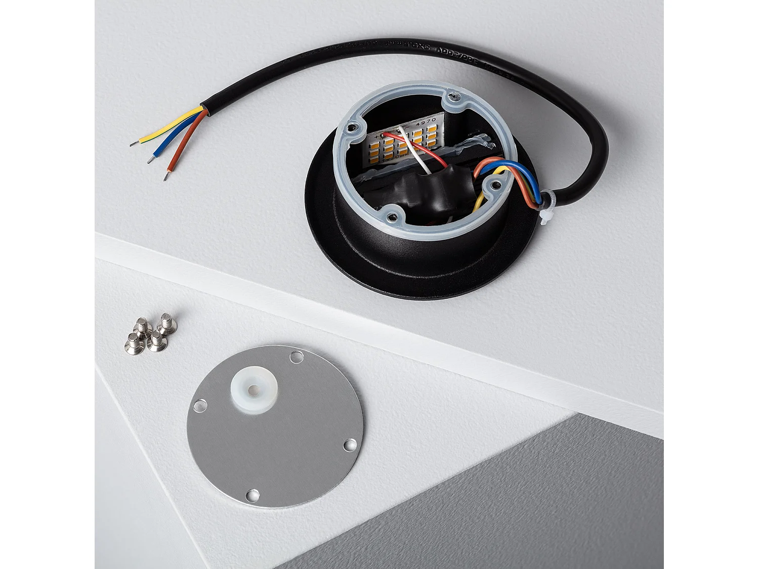 Balise LED Extérieure 3W Encastrable au Mur Ronde Olite Noire 2700K Blanc chaud