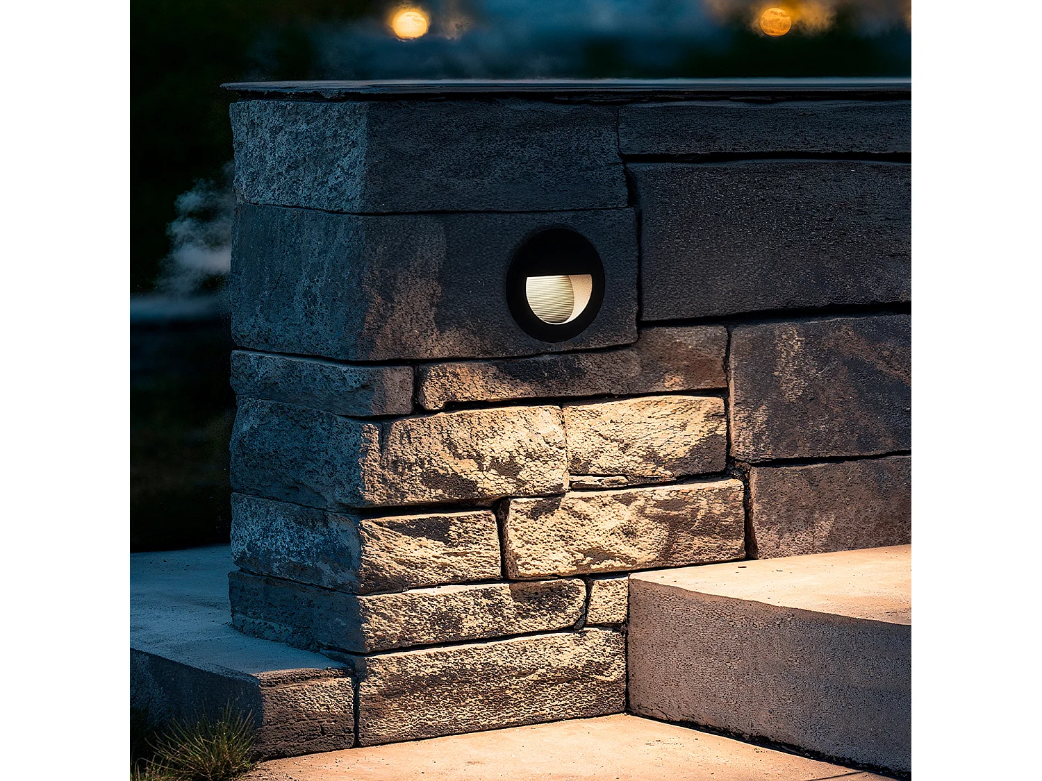 Baliza Exterior LED 3W Empotrable Pared Circular Negro Olite 2700K Blanco Cálido