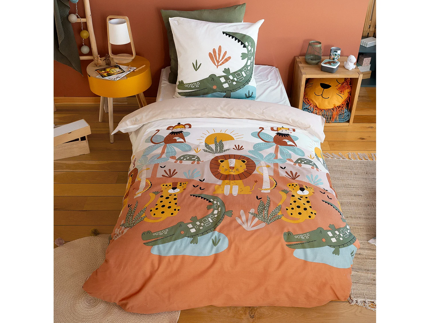 Parure de lit enfant 140x200 cm SAVANE coton BCI MIG multicolore 2 pièces