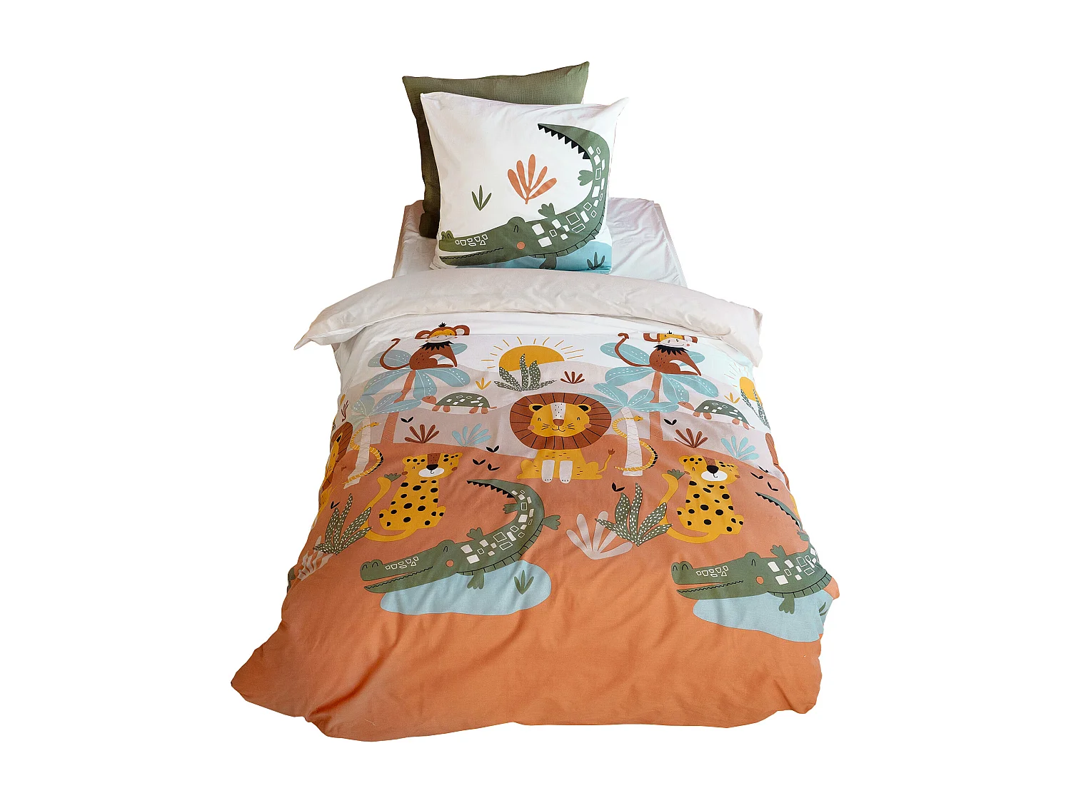 Parure de lit enfant 140x200 cm SAVANE coton BCI MIG multicolore 2 pièces