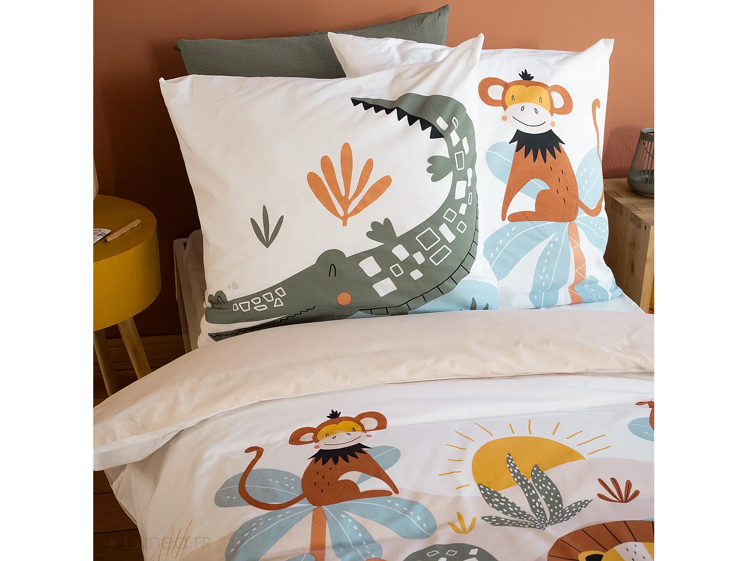 Parure de lit enfant 140x200 cm SAVANE coton BCI MIG multicolore 2 pièces