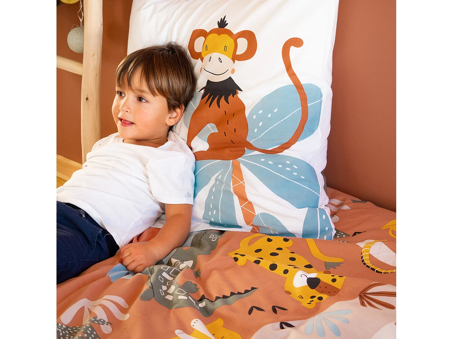 Parure de lit enfant 140x200 cm SAVANE coton BCI MIG multicolore 2 pièces