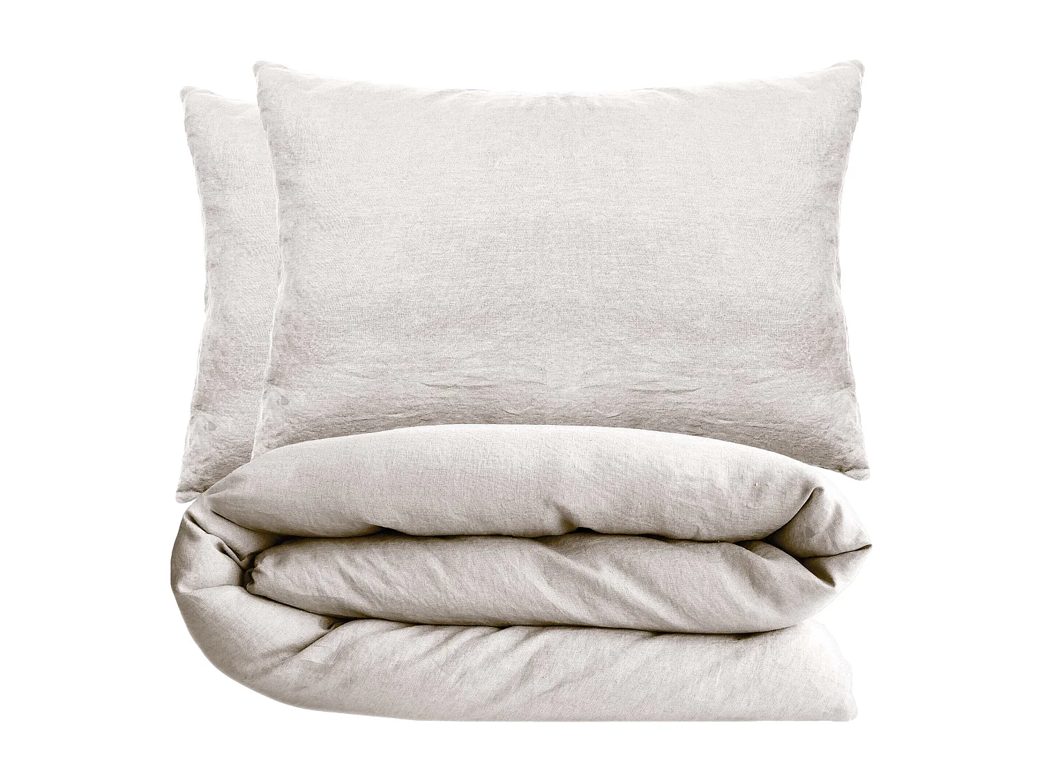 Parure de lit 240x220 cm et 50x70 cm coton lavé PALACE beige naturel 3 pièces