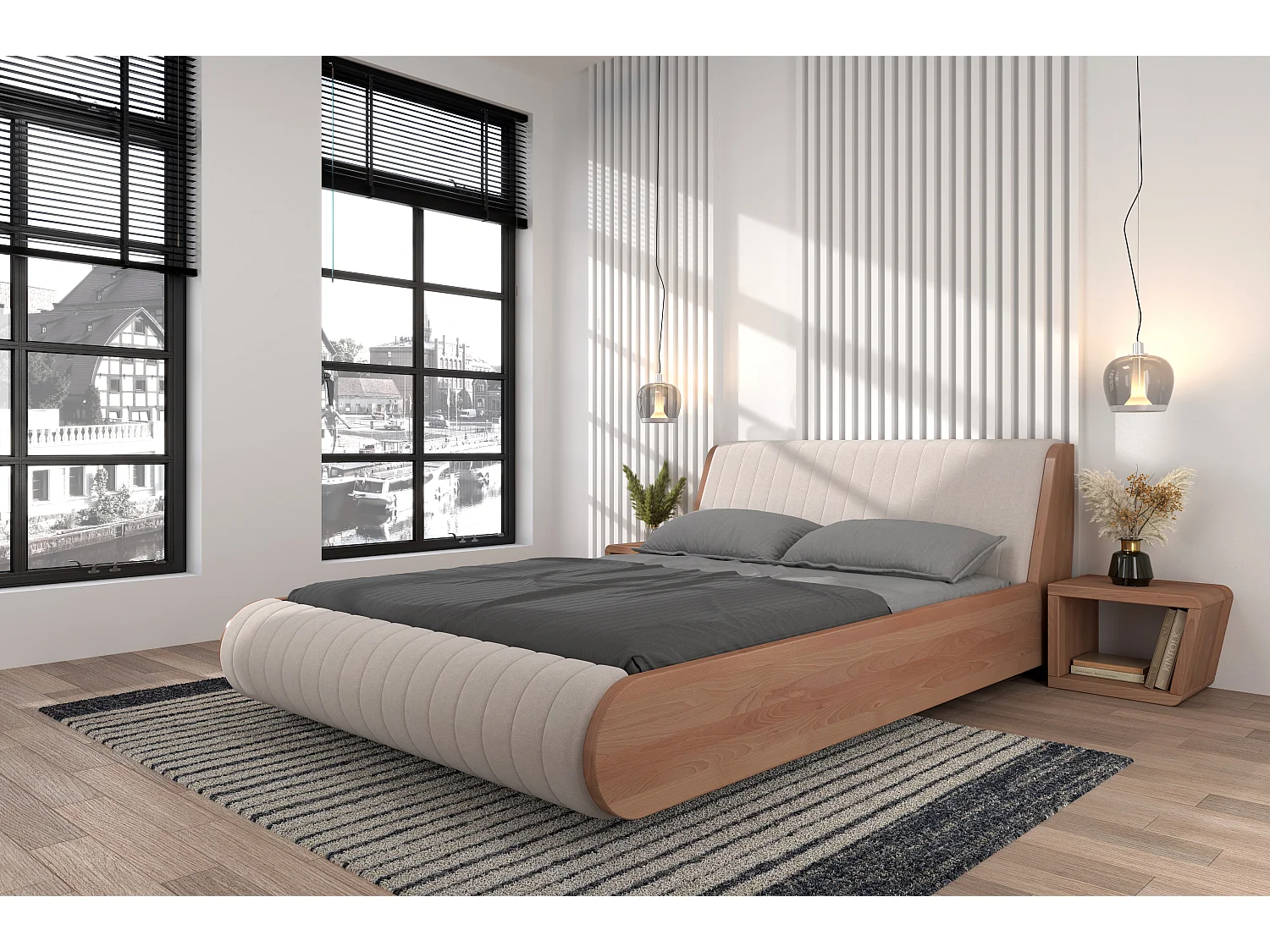 Table de nuit moderne en bois de hêtre massif sans tiroirs Harald / couleur naturelle