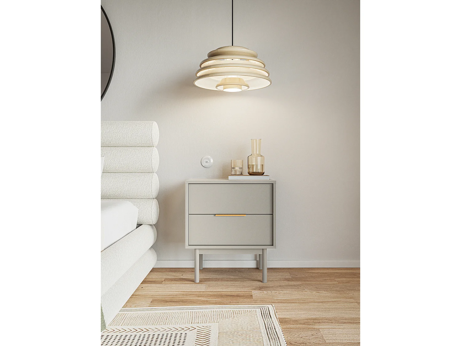 Table de chevet - 54 cm - avec deux tiroirs - taupe (gris-beige) - VIVIARO