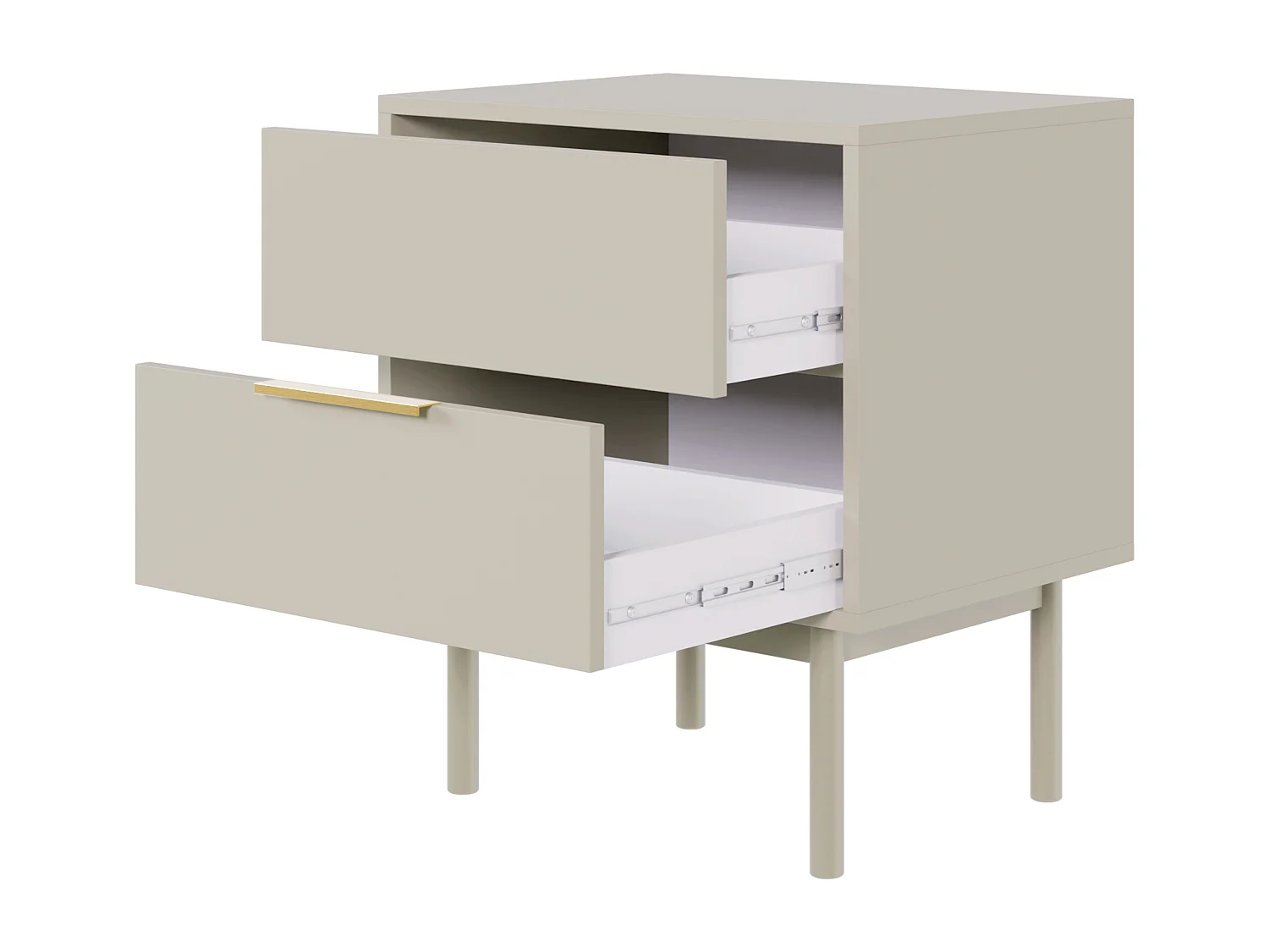 Nachttisch - 54 cm - mit zwei Schubladen - Taupe (Grau-Beige) - VIVIARO