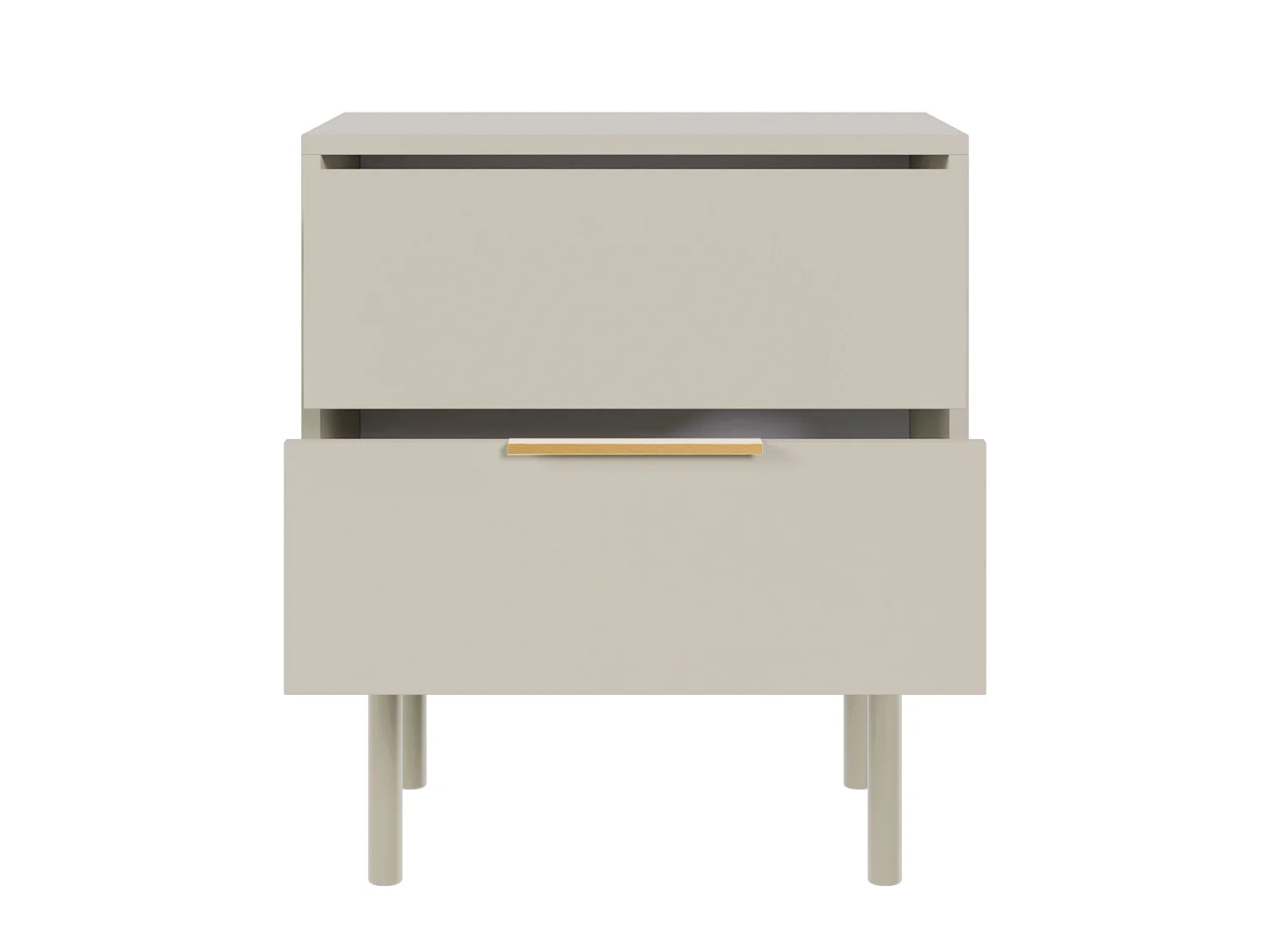 Table de chevet - 54 cm - avec deux tiroirs - taupe (gris-beige) - VIVIARO