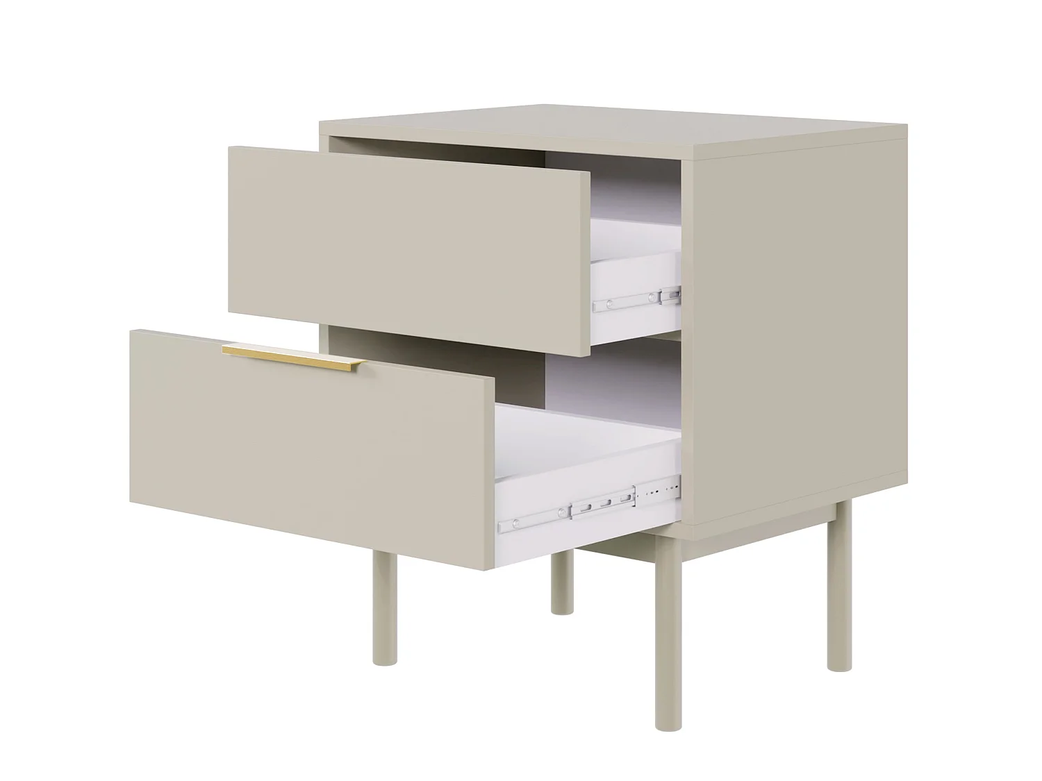 Table de chevet - 54 cm - avec deux tiroirs - taupe (gris-beige) - VIVIARO