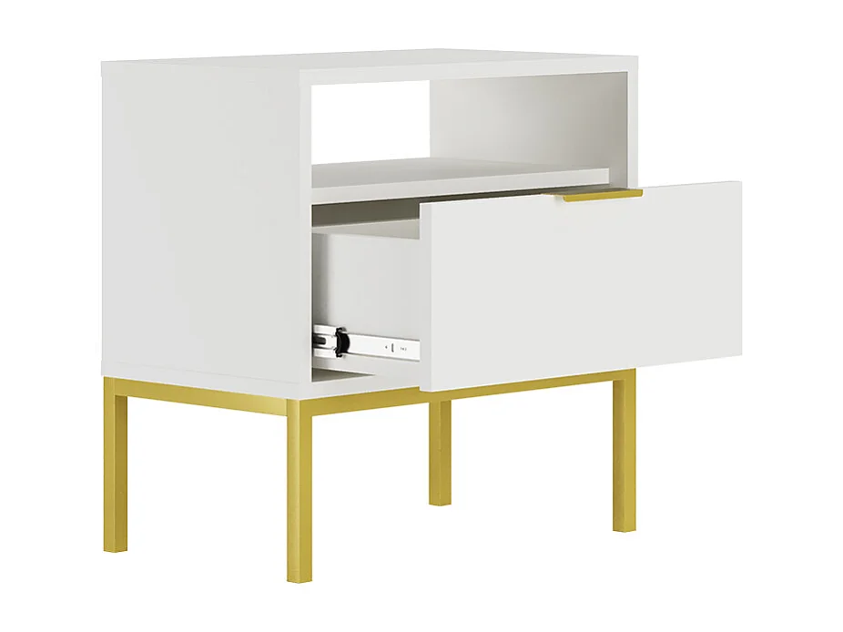 Szafka nocna AUSTIN biała/złota