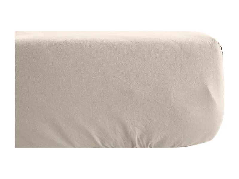 Drap housse 160x200 cm mousseline de coton OPERA beige ficelle