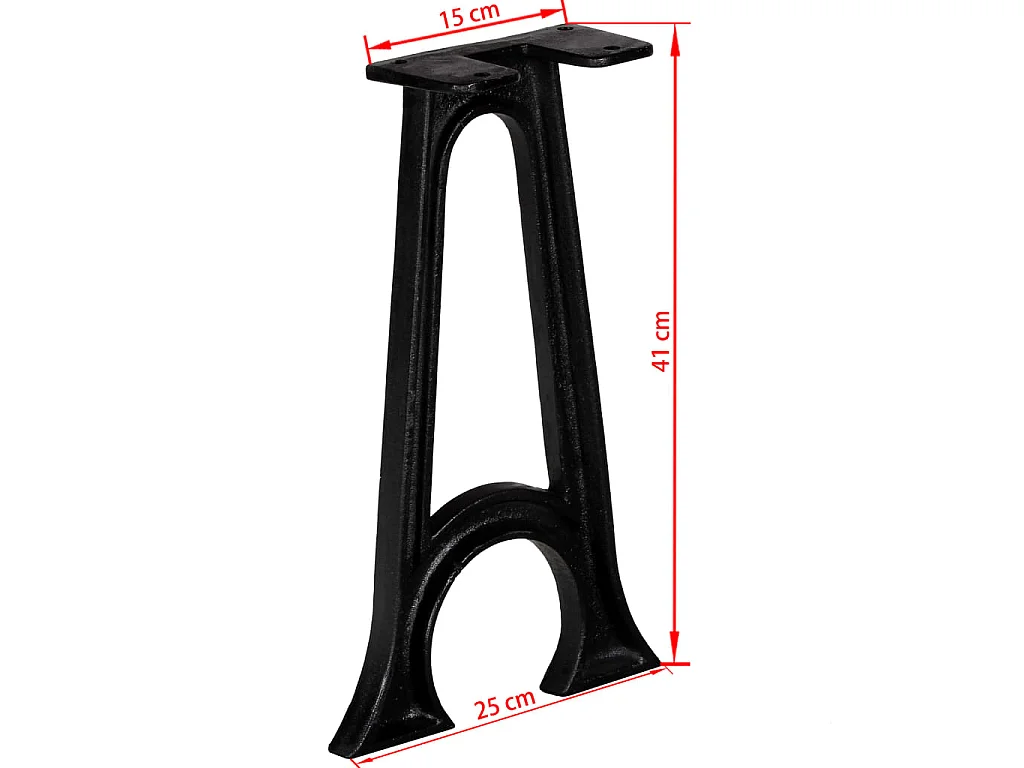 Gambe per Panca 2 pz con Base ad Arco a Forma di A in Ghisa