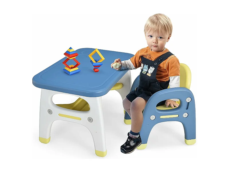 Ensemble table et chaise pour enfants avec décor dinosaure jeux de construction plateau de rangement plastique