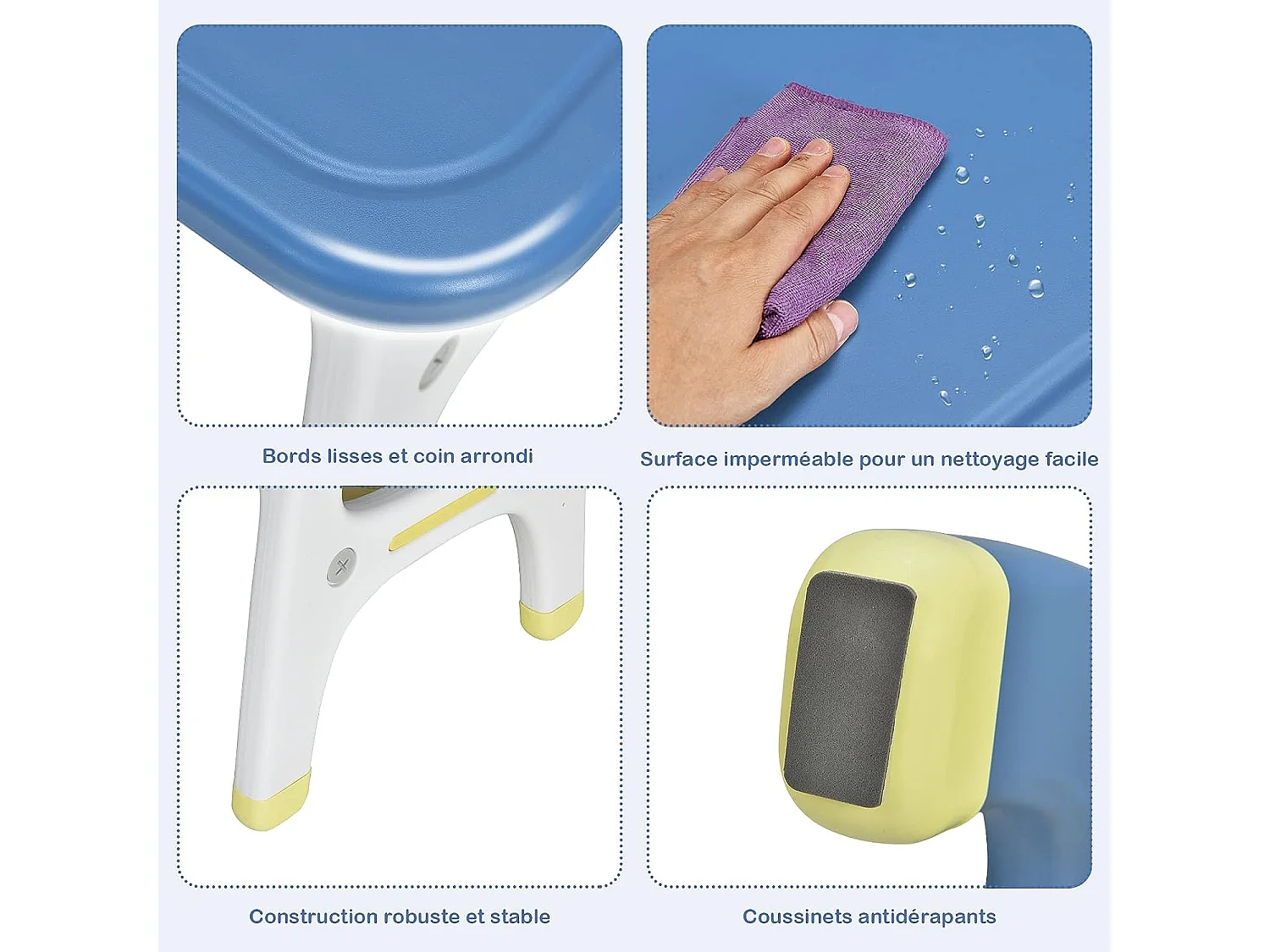 Ensemble table et chaise pour enfants avec décor dinosaure jeux de construction plateau de rangement plastique