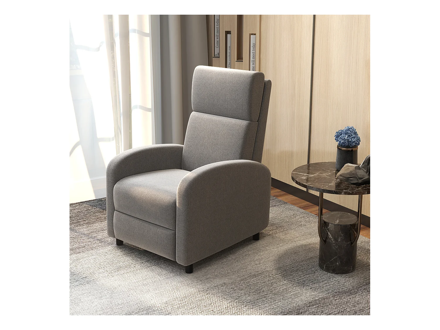 Fauteuil de relaxation inclinable réglable repose-pied tissu gris