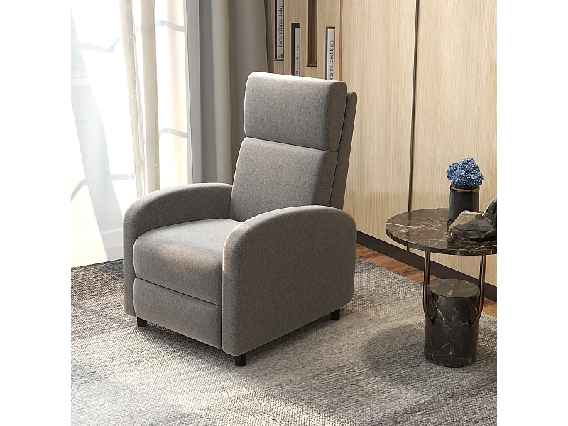 Fauteuil de relaxation inclinable réglable repose-pied tissu gris