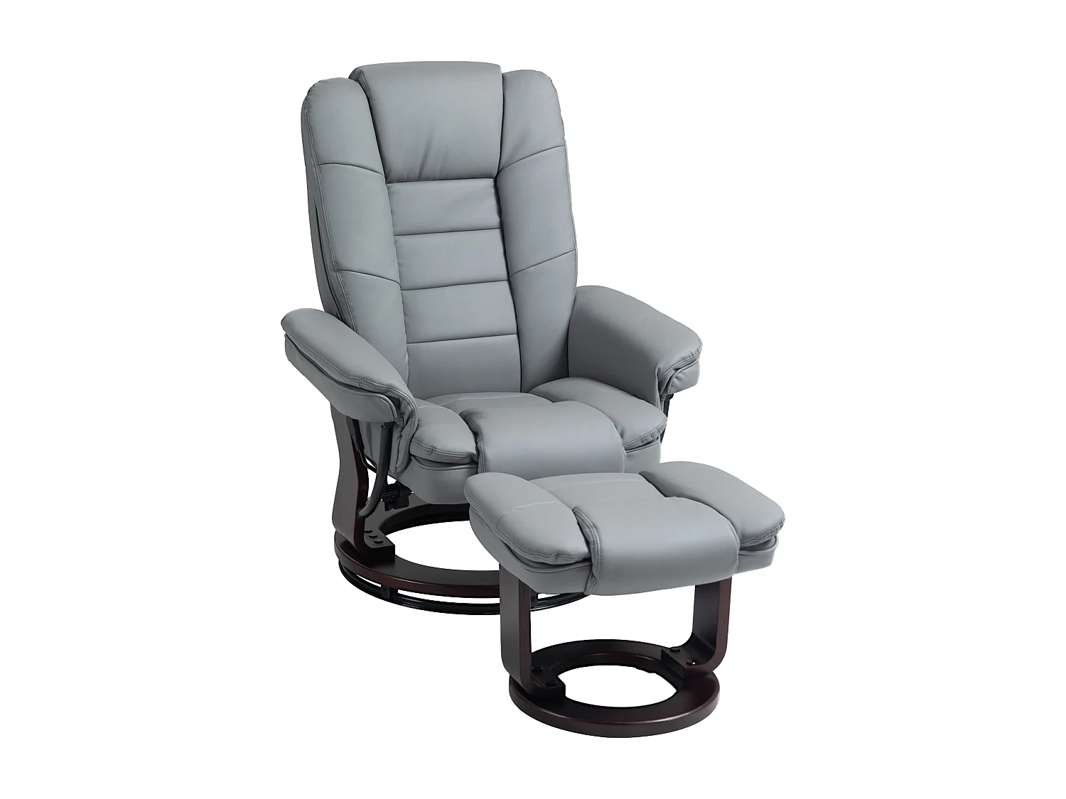 Fauteuil de relaxation inclinable pivotant avec repose-pied PU gris