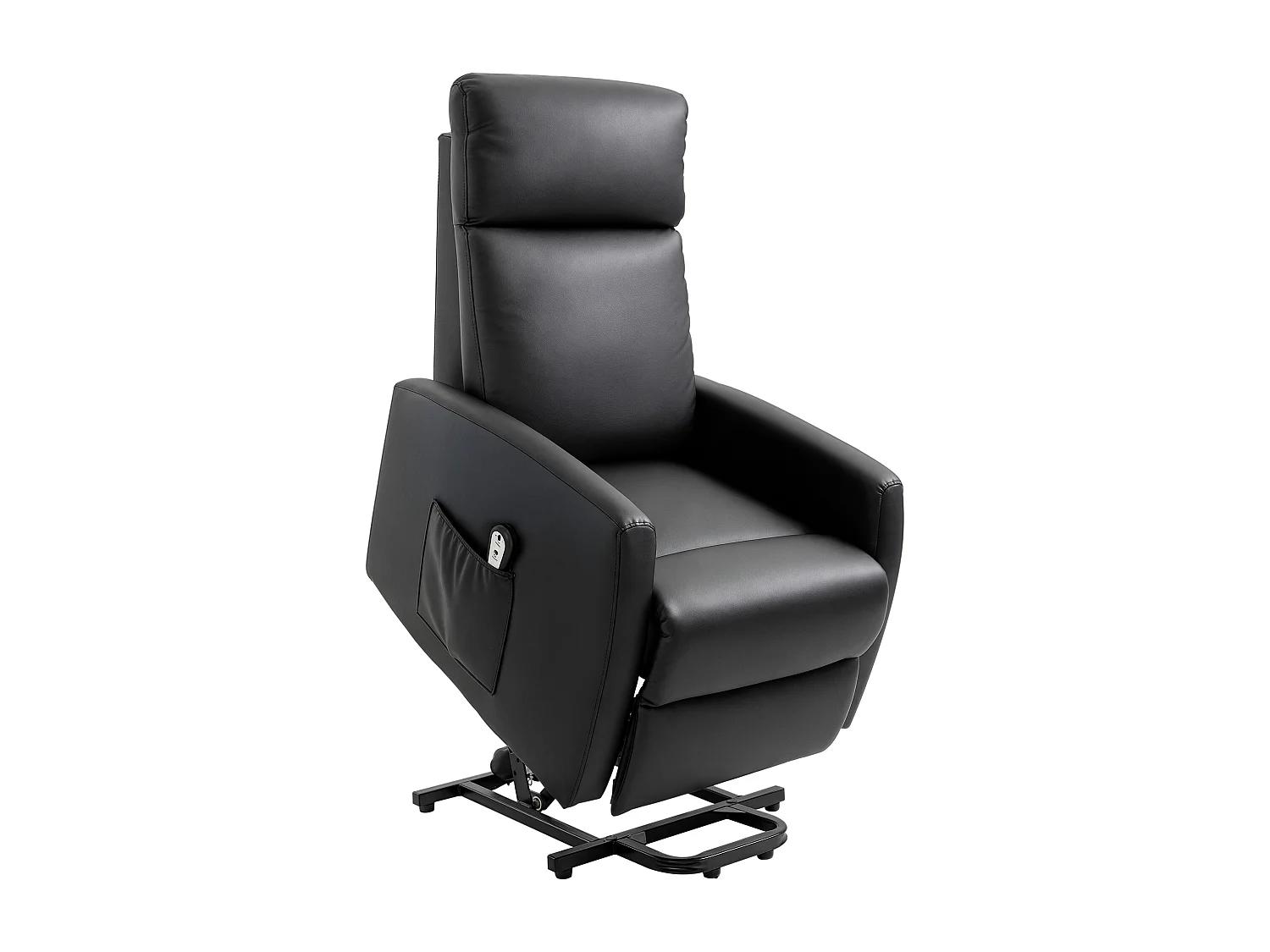 Fauteuil de relaxation électrique fauteuil releveur inclinable repose-pied ajustable revêtement synthétique noir
