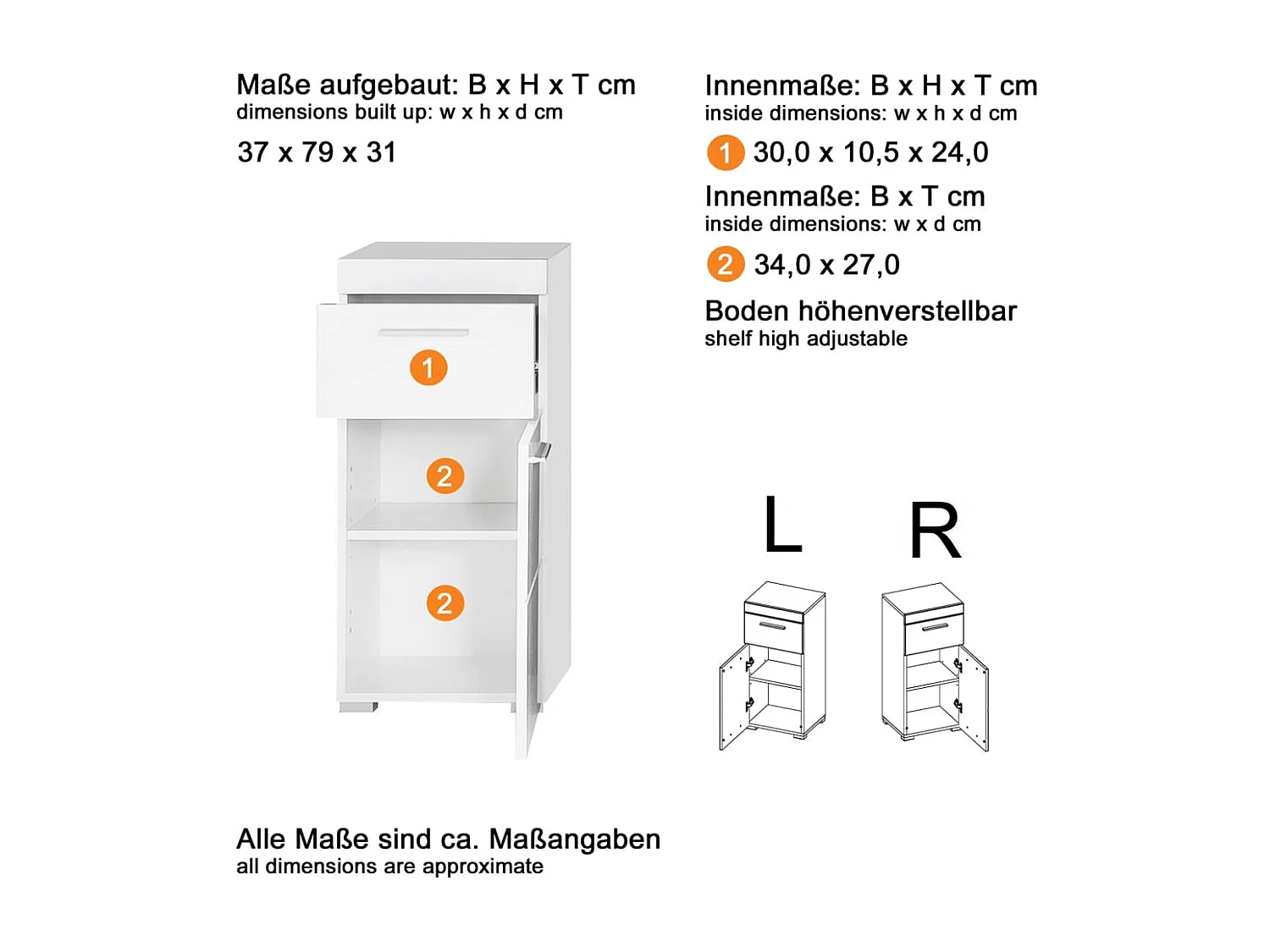 Armoire de sol de salle de bain Amanda Blanc
