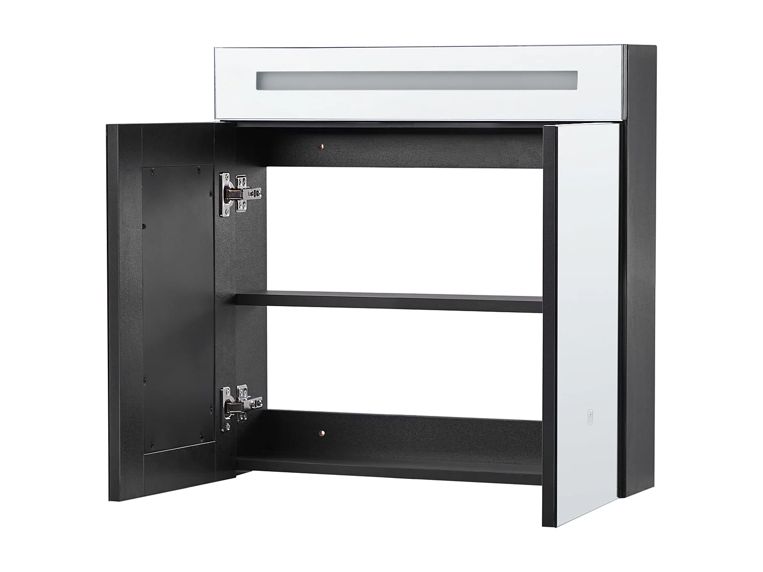 Badkamer wandkast met spiegel LED JARAMILLO 60 cm 60 cm Zwart