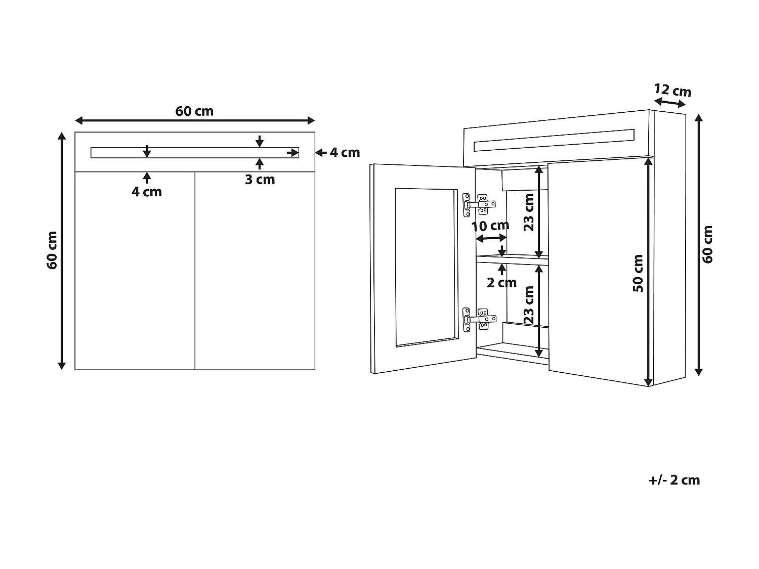 Armoire de toilette murale LED JARAMILLO 60 cm 60 cm Noir