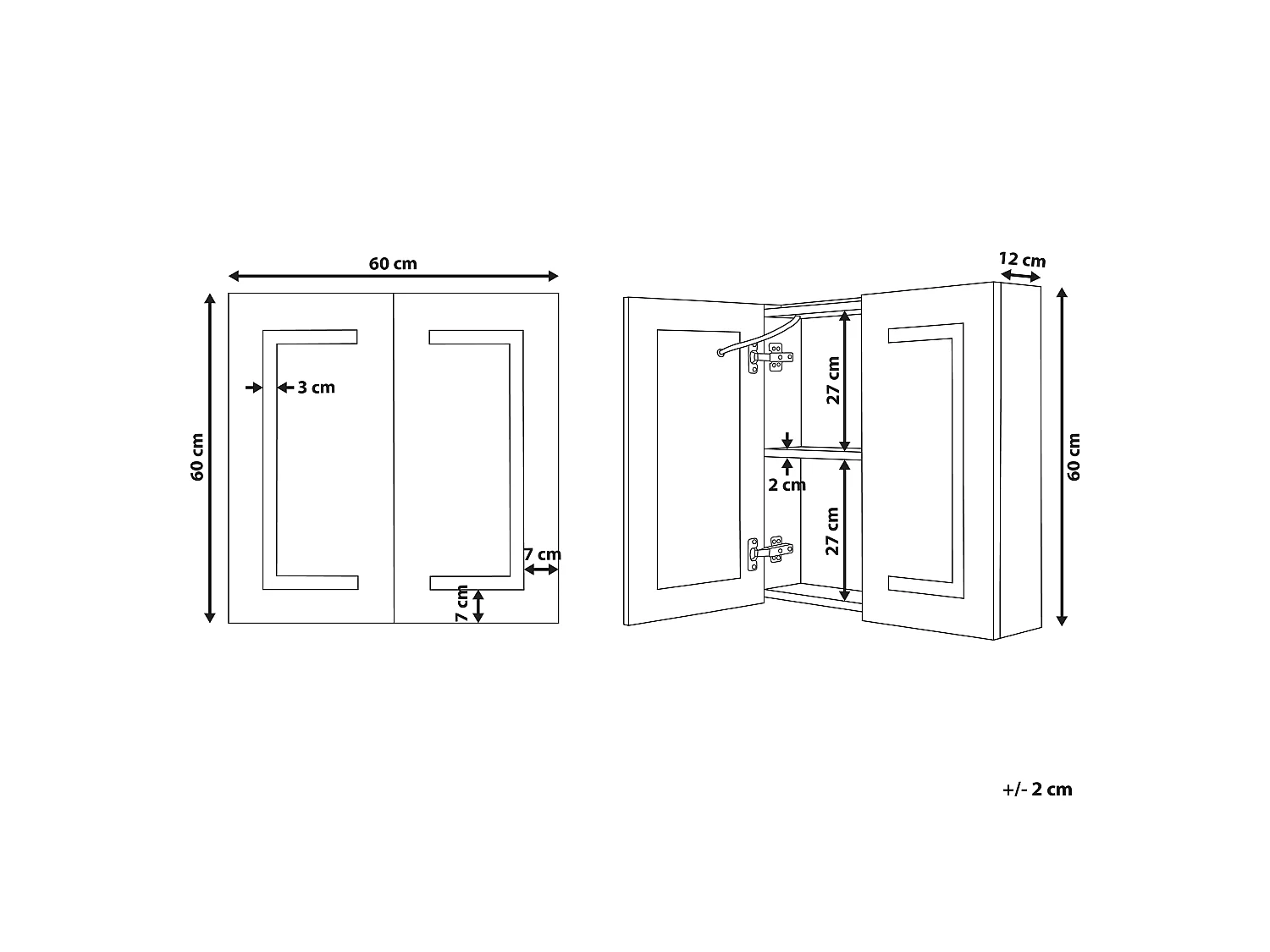 Bad-Spiegelschrank LED MAZARREDO 60 cm 60 cm Schwarz