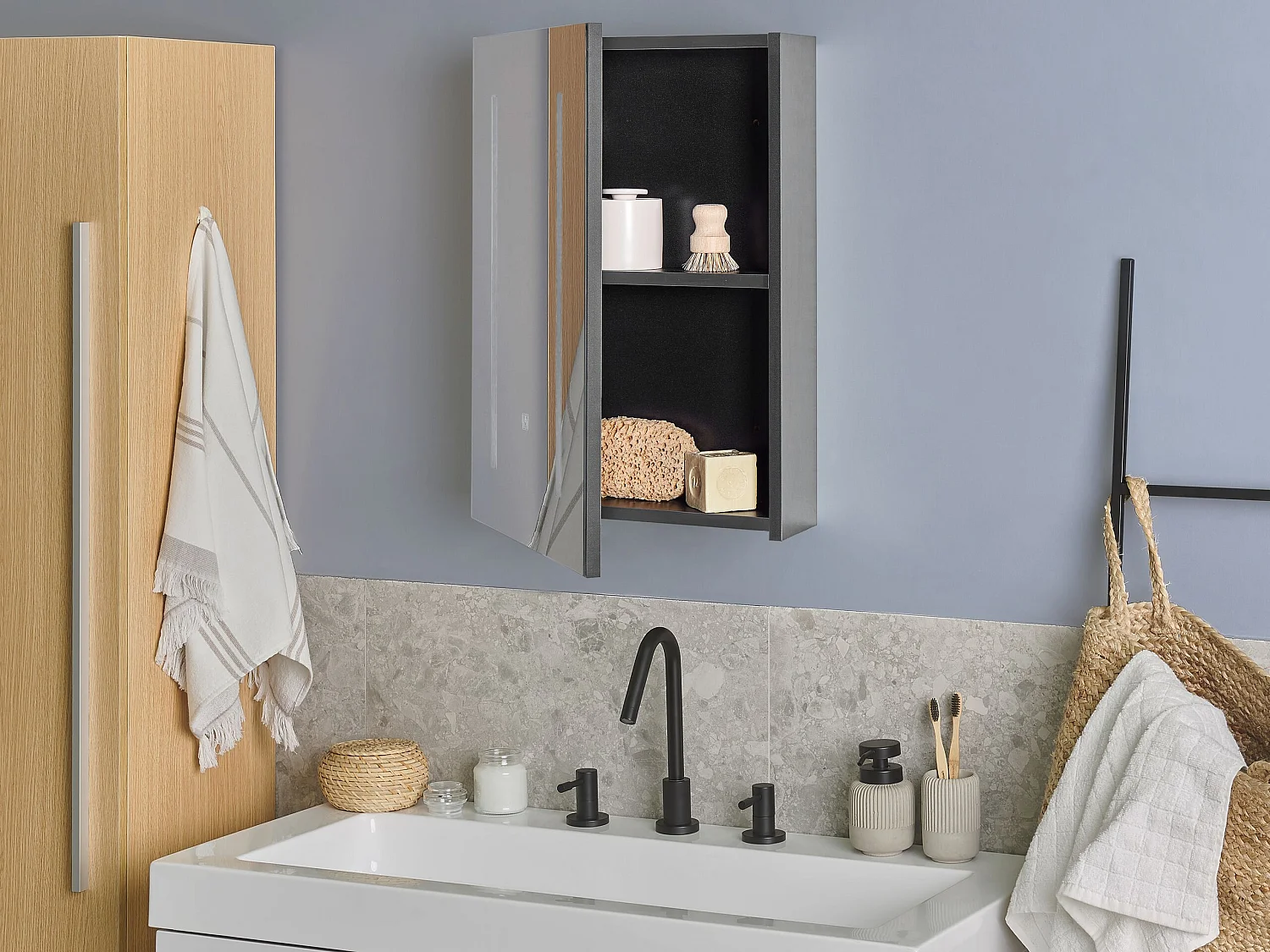 Armoire de toilette murale LED CAMERON 40 cm 60 cm Noir