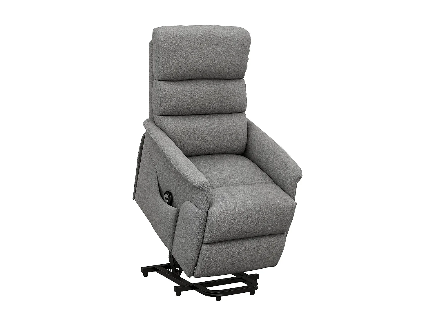 Fauteuil de relaxation électrique télécommande - fauteuil releveur inclinable, repose-pied ajustable - tissu polyester aspect lin gris chiné