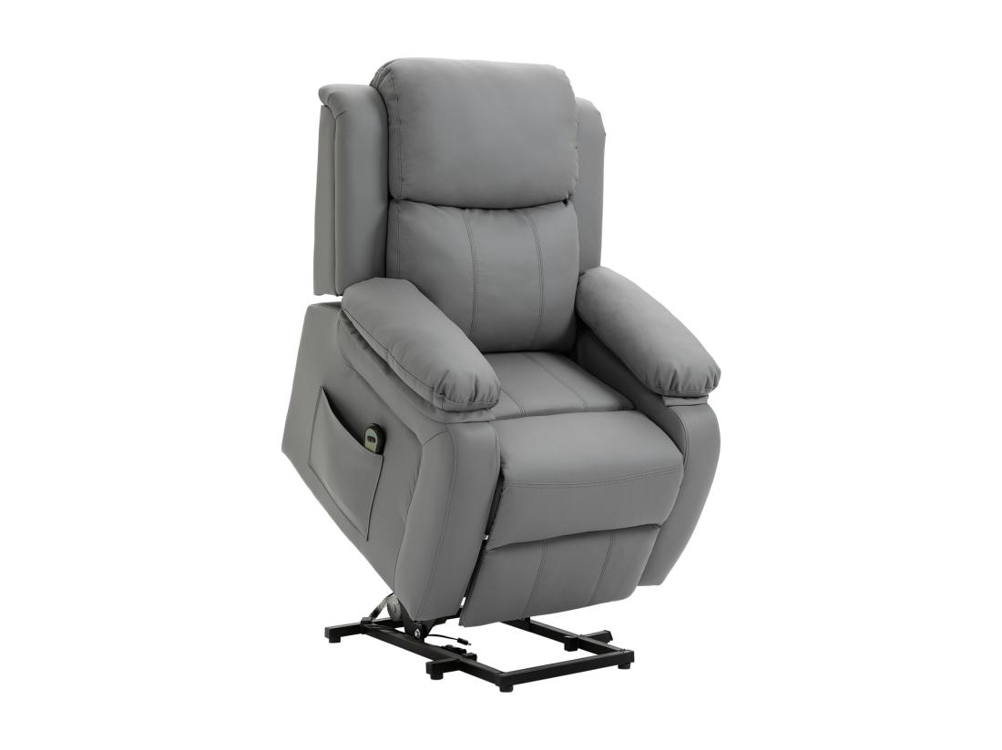 vente unique Fauteuil de relaxation électrique fauteuil releveur inclinable repose-pied ajustable revêtement synthétique gris