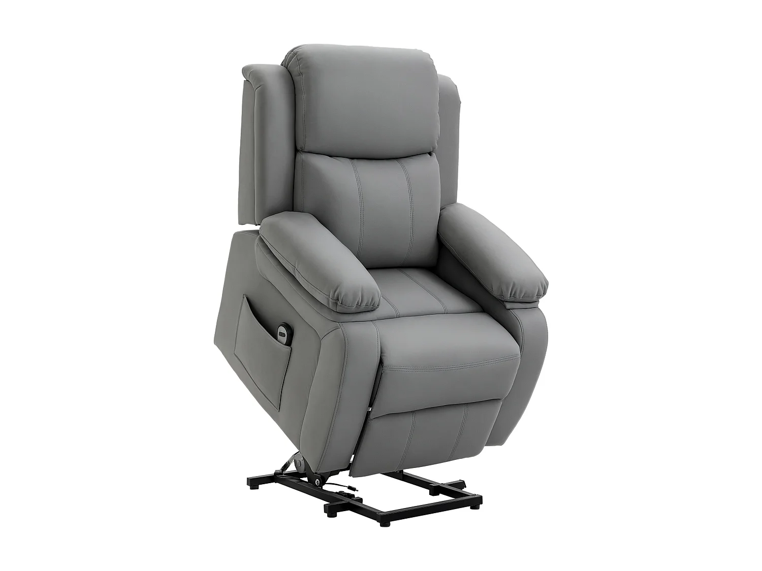 Fauteuil de relaxation électrique fauteuil releveur inclinable repose-pied ajustable revêtement synthétique gris