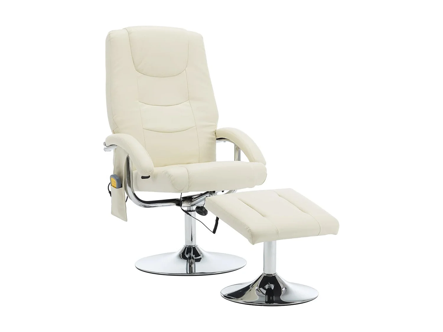 Fauteuil de massage avec repose-pied blanc crème similicuir