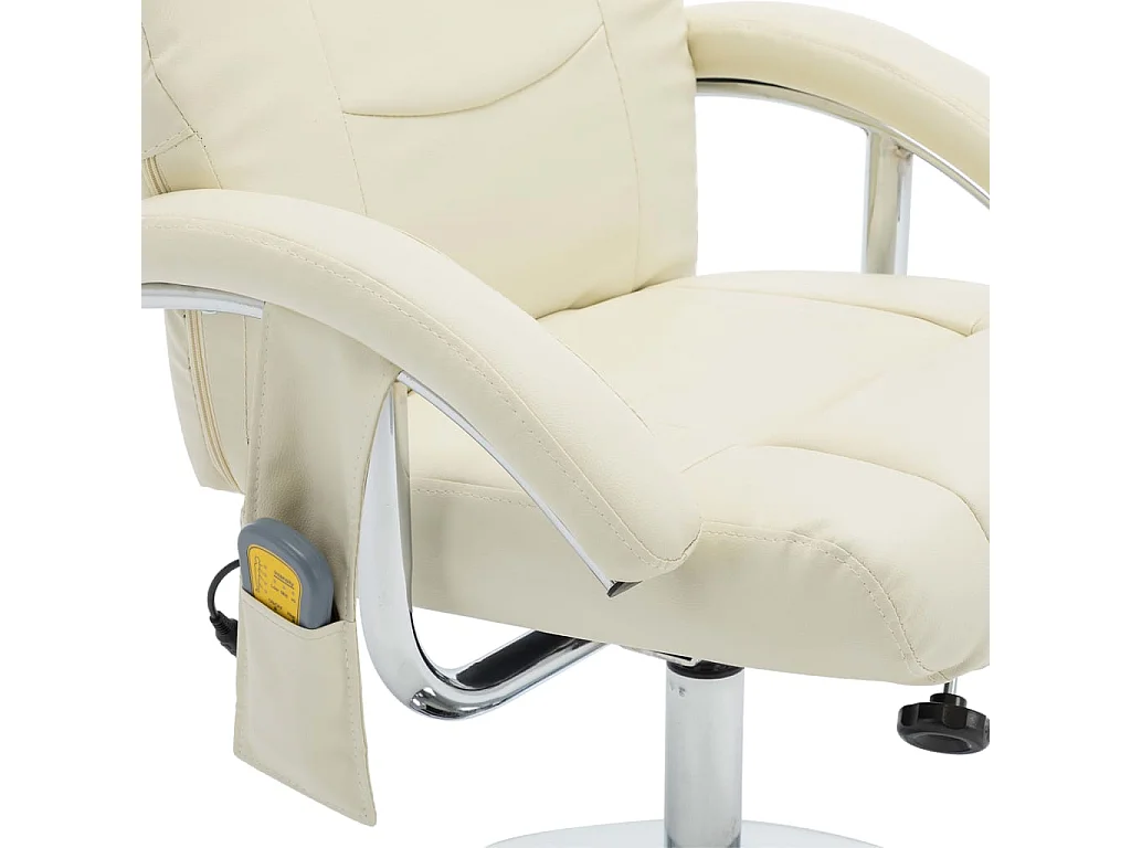 Fauteuil de massage avec repose-pied blanc crème similicuir